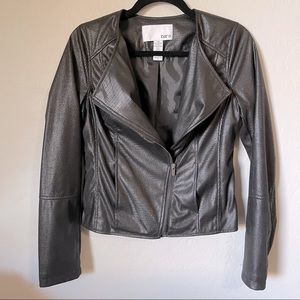 Bar III Womens Faux-Leather Asymmetric-Zip Jacket